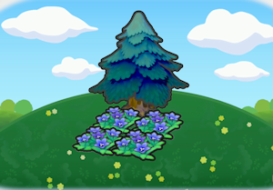 Árbol con lecho de flores majestuoso