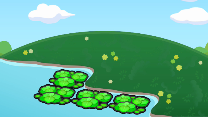 Estanque con plantas flotantes