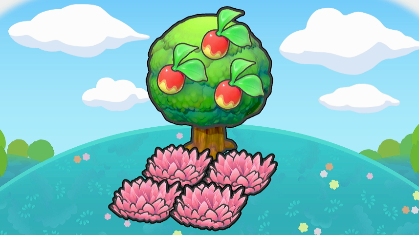 Árbol con herbazal rosa