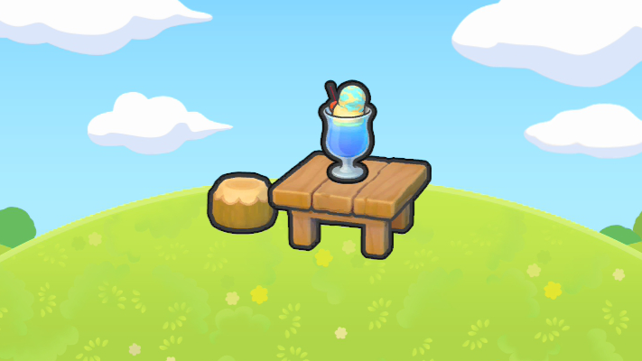 Mesa con bebida azul intenso