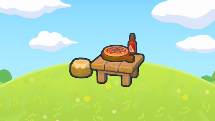 Mesa con pizza ardiente