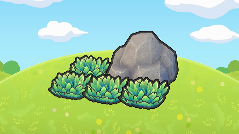 Roca con herbazal verde