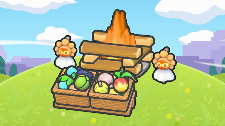 Zona de acampada con festín