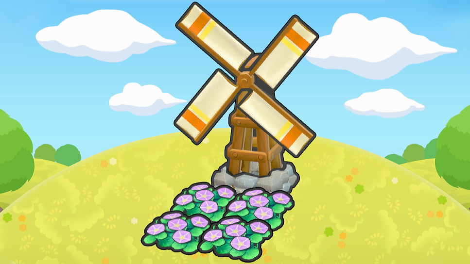 Molino con lecho de flores